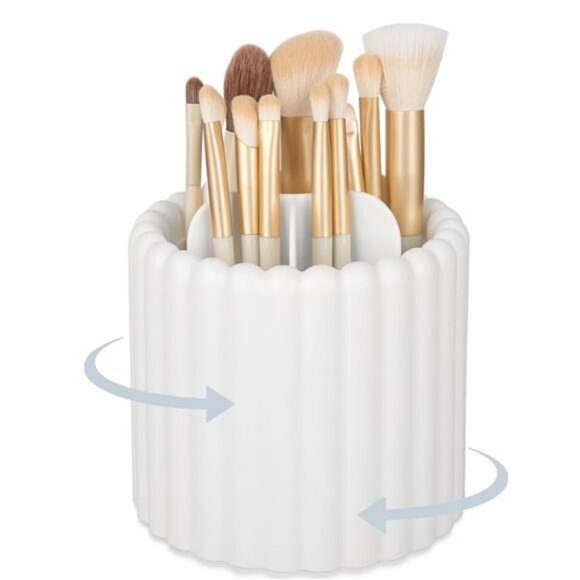 Rotating Makeup Brush Holder Organizer 7 Slot Spinning Vanity Storage - Picture 1 of 8